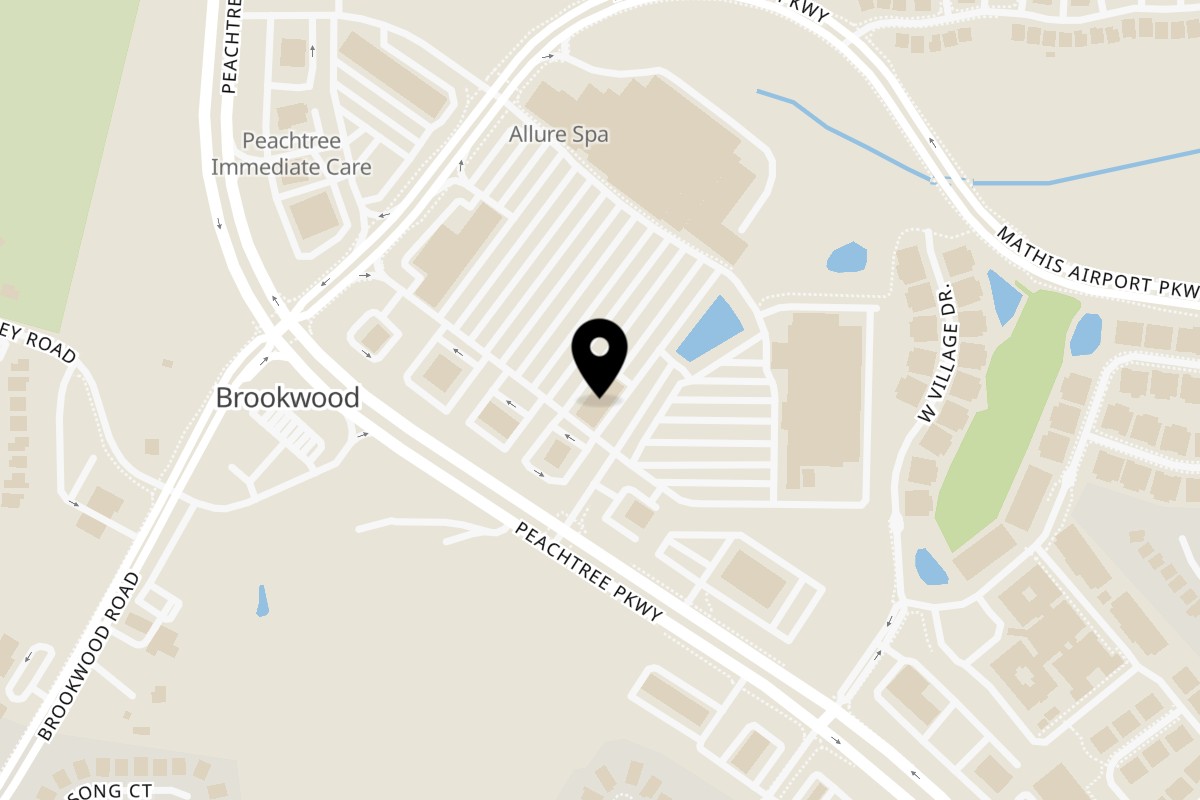 Map showing the location of Turkuaz Mediterranean grill and Pizza on 2631 Peachtree Pkwy in Suwanee